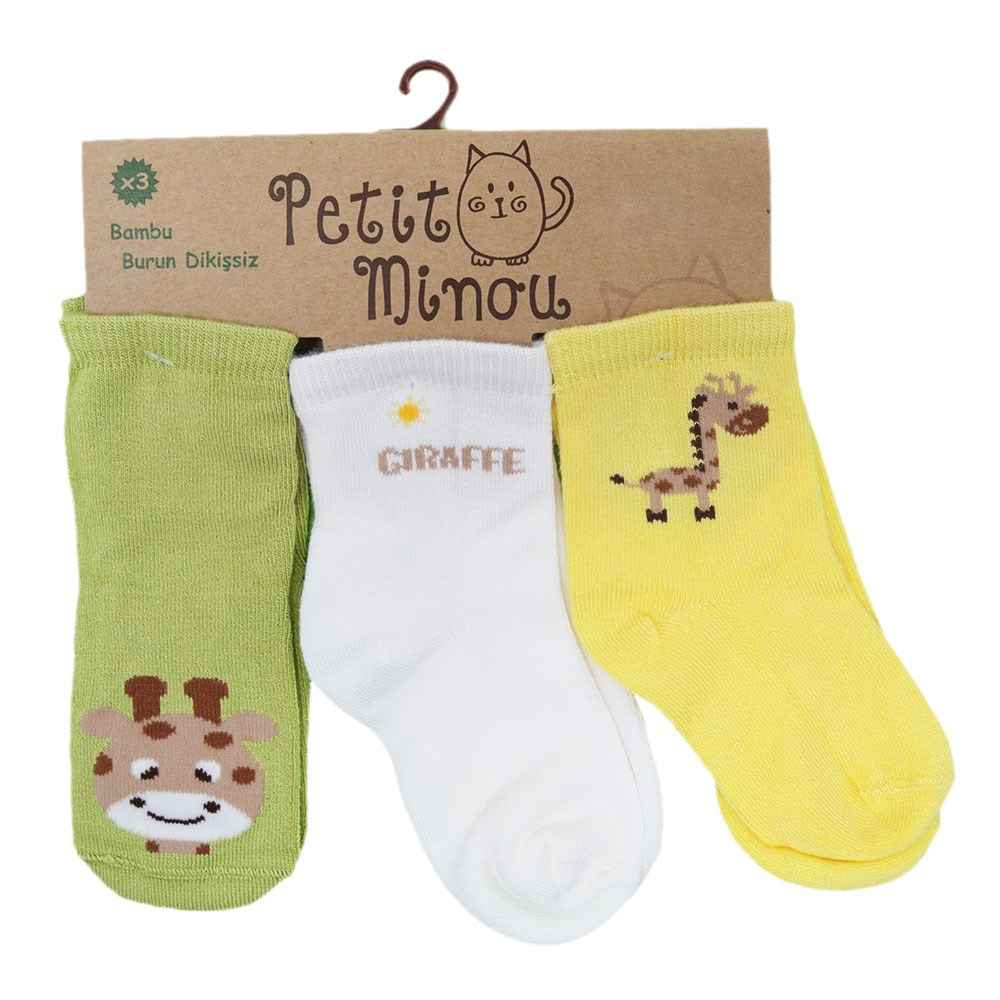 Step 2017 3'lü Bebek Çorabı Sarı-Yeşil