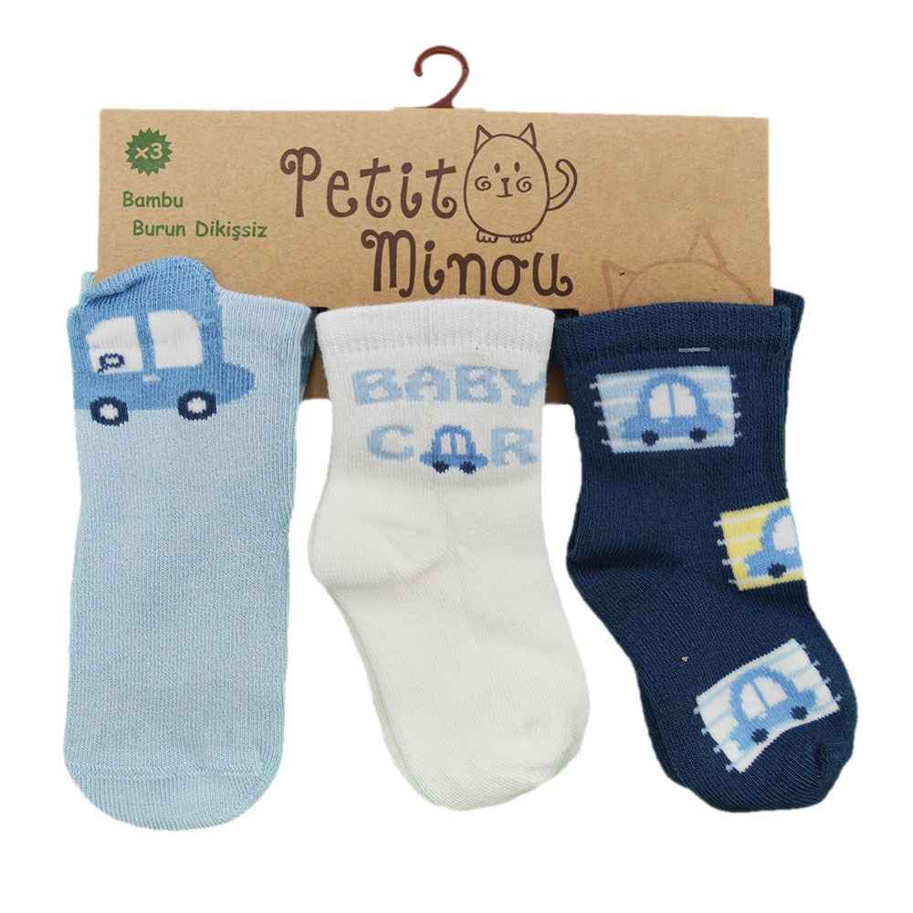 Step 2000 3'lü Bebek Çorabı Lacivert-Mavi