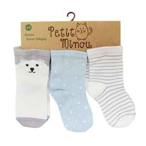 Step 2018 3'lü Bebek Çorabı Beyaz-Mavi