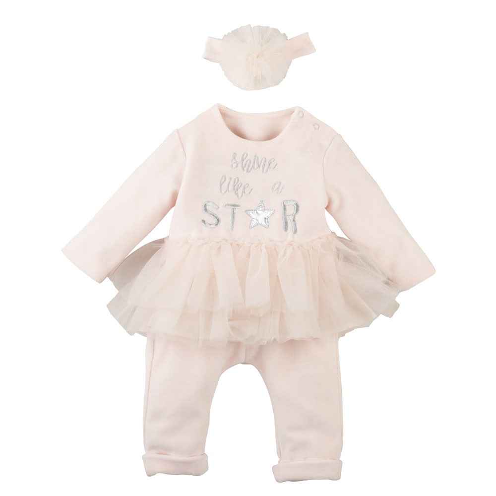 İdil Baby 11072 3'lü Bebek Takımı Pudra