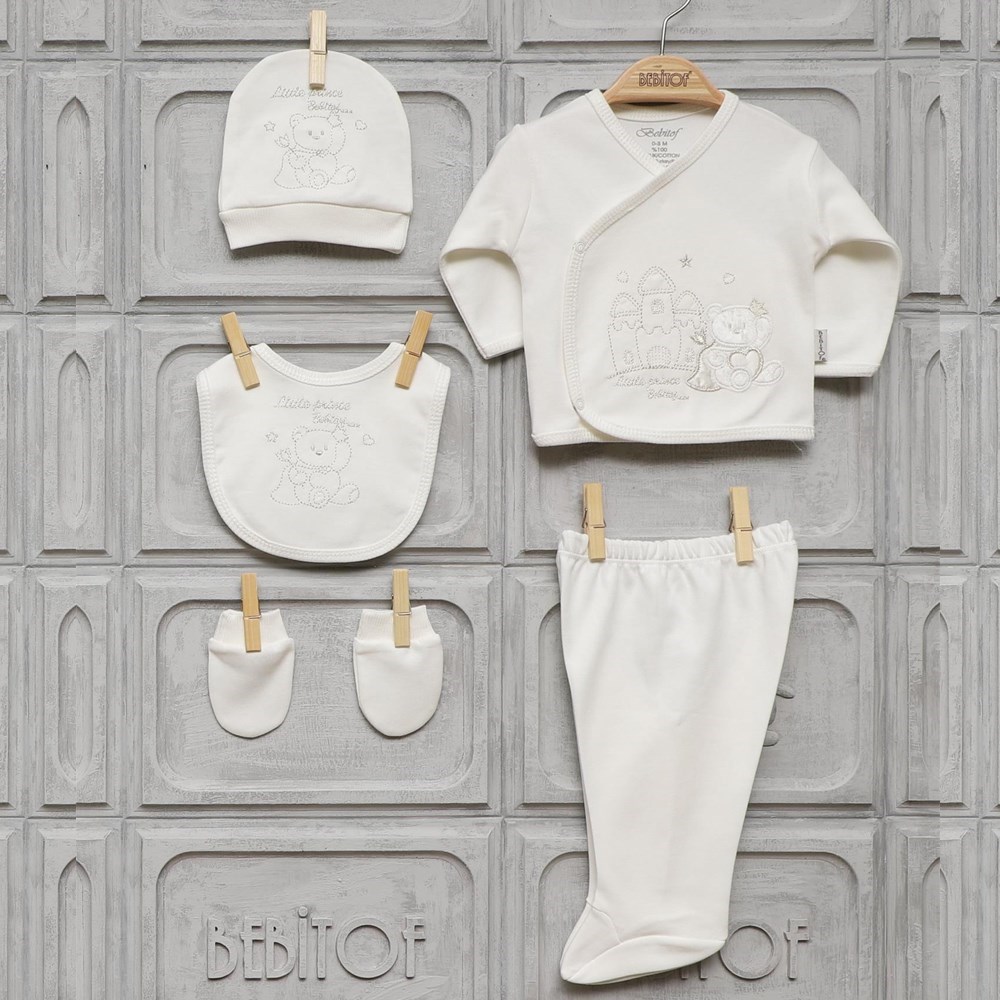 Bebitof 665 5'li Bebek Hastane Çıkış Seti Ekru