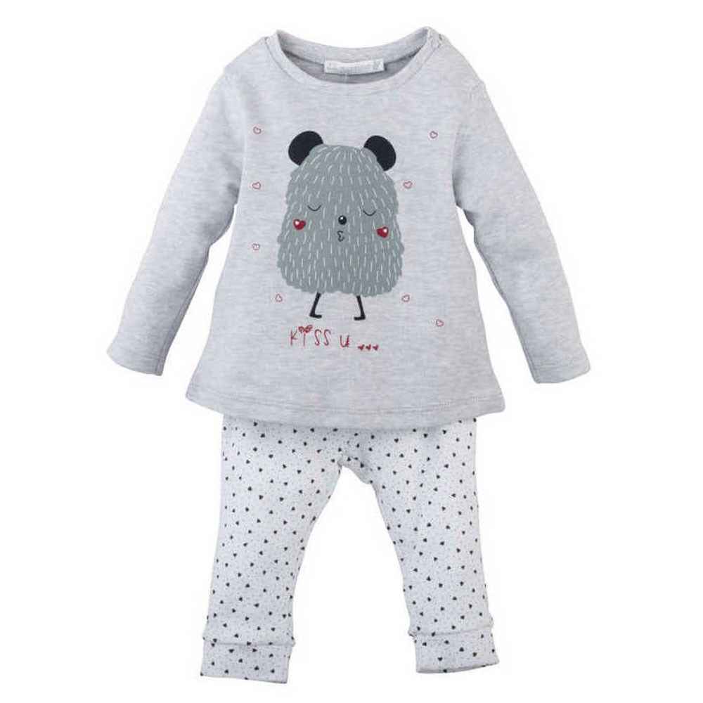 Mamino Bebek Pijama Takımı 10709 Gri-Melanj