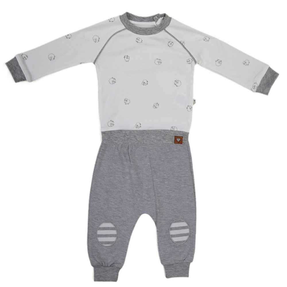 Mymio Kuzu Baskılı Bebek Pijama Takımı 9170 Gri