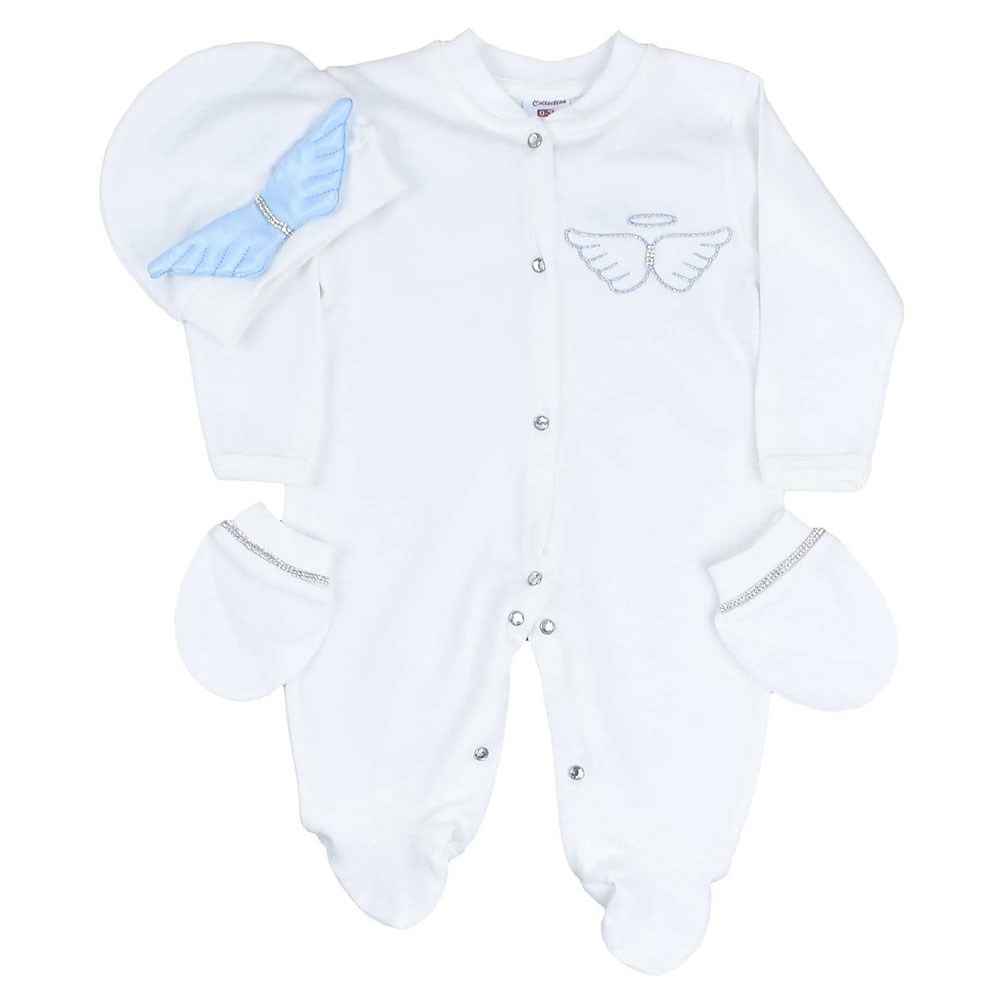 Eda Baby Kanatlı Bebek Tulum Seti 1163 Mavi