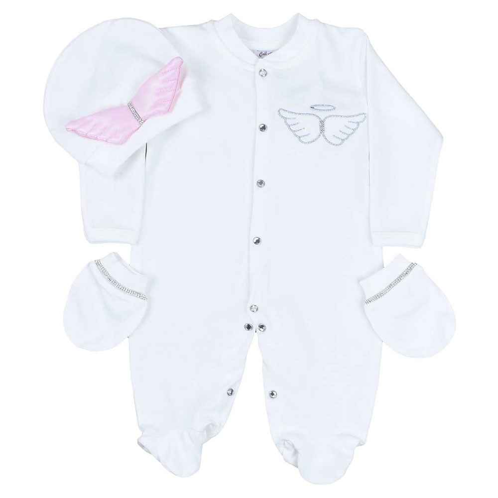 Eda Baby Kanatlı Bebek Tulum Seti 1163 Pembe