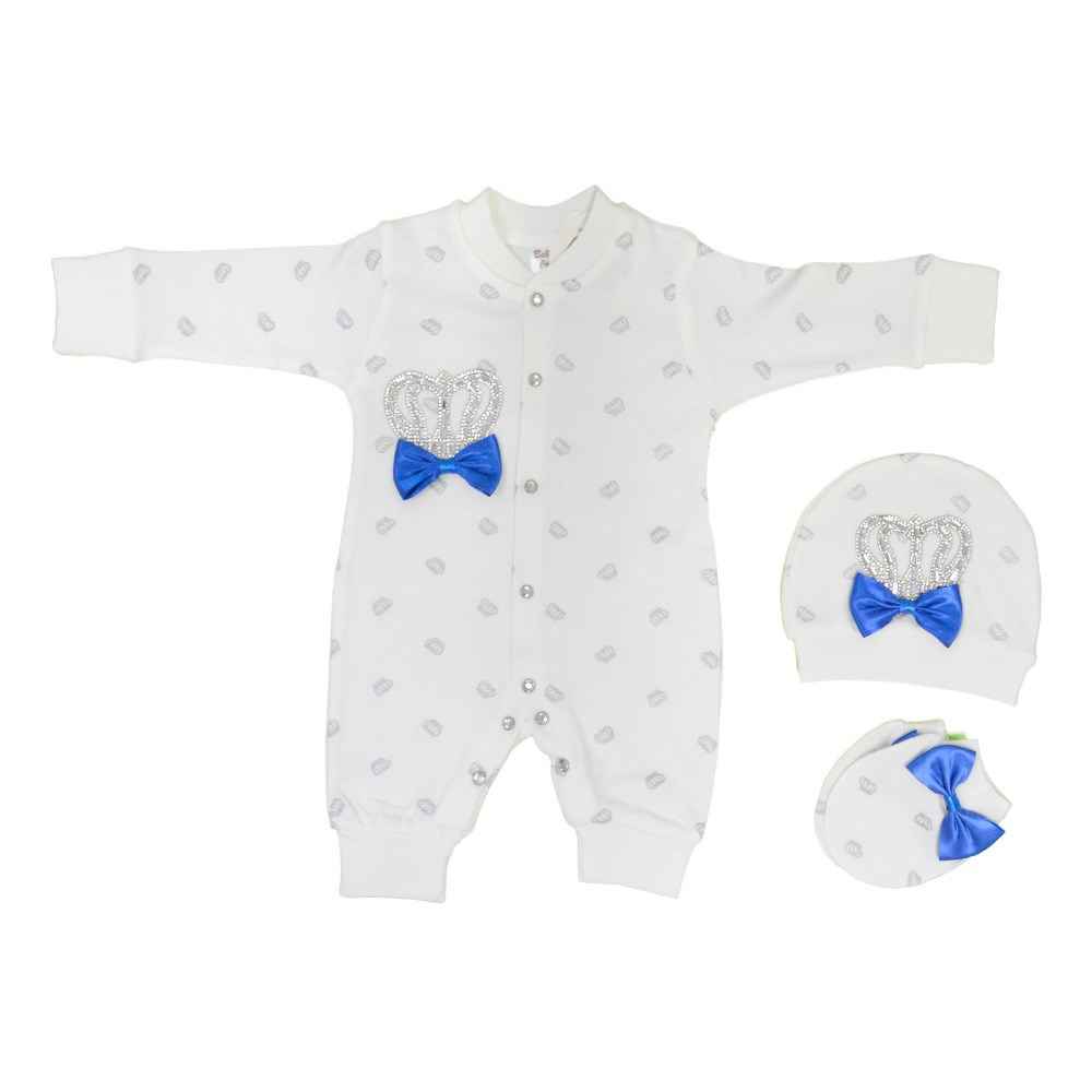 Eda Baby 9157-1 Prens Baskılı Bebek Tulumu Lacivert