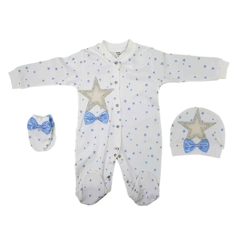 Eda Baby Baskılı Bebek Tulumu 1167 Mavi