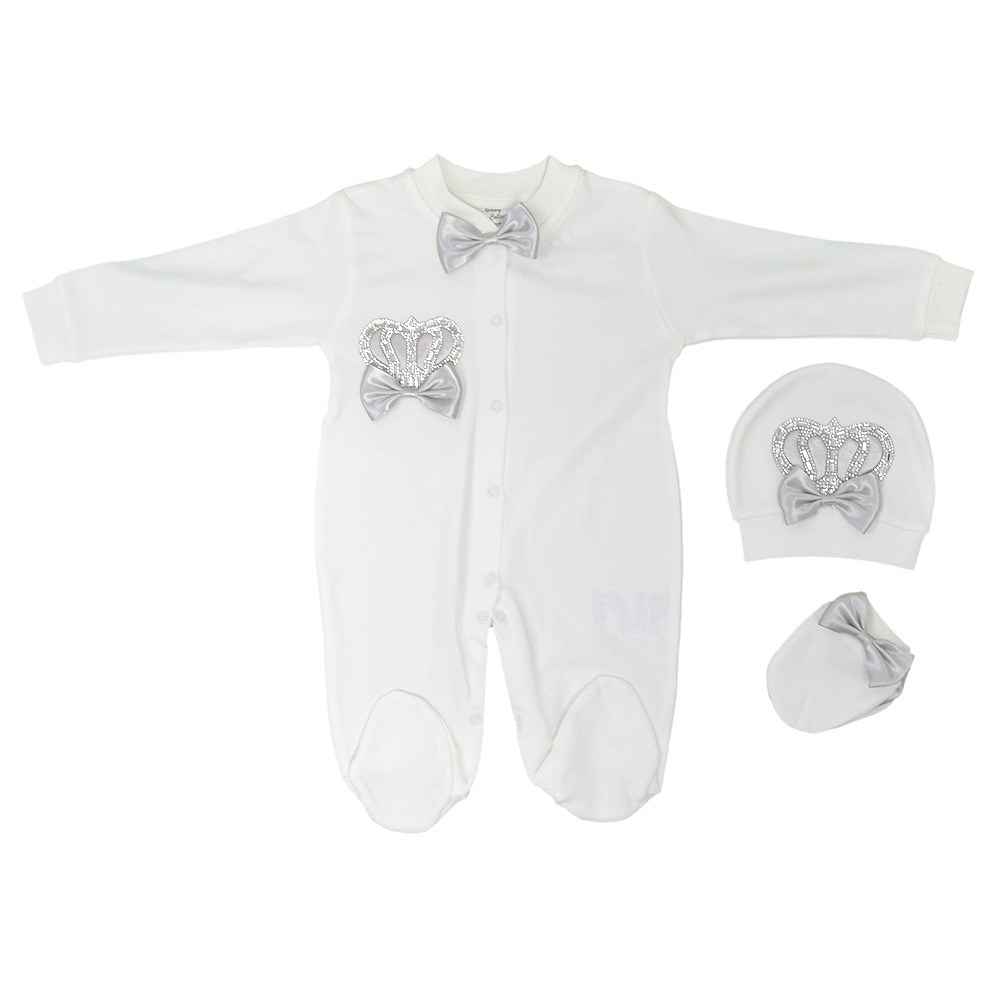 Eda Baby Bebek Tulum Seti 1218  Krem-Gri