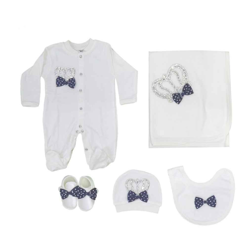 Eda Baby Taçlı Lüx 5'li Hastane Çıkış Seti 7712 Puanlı Lacivert