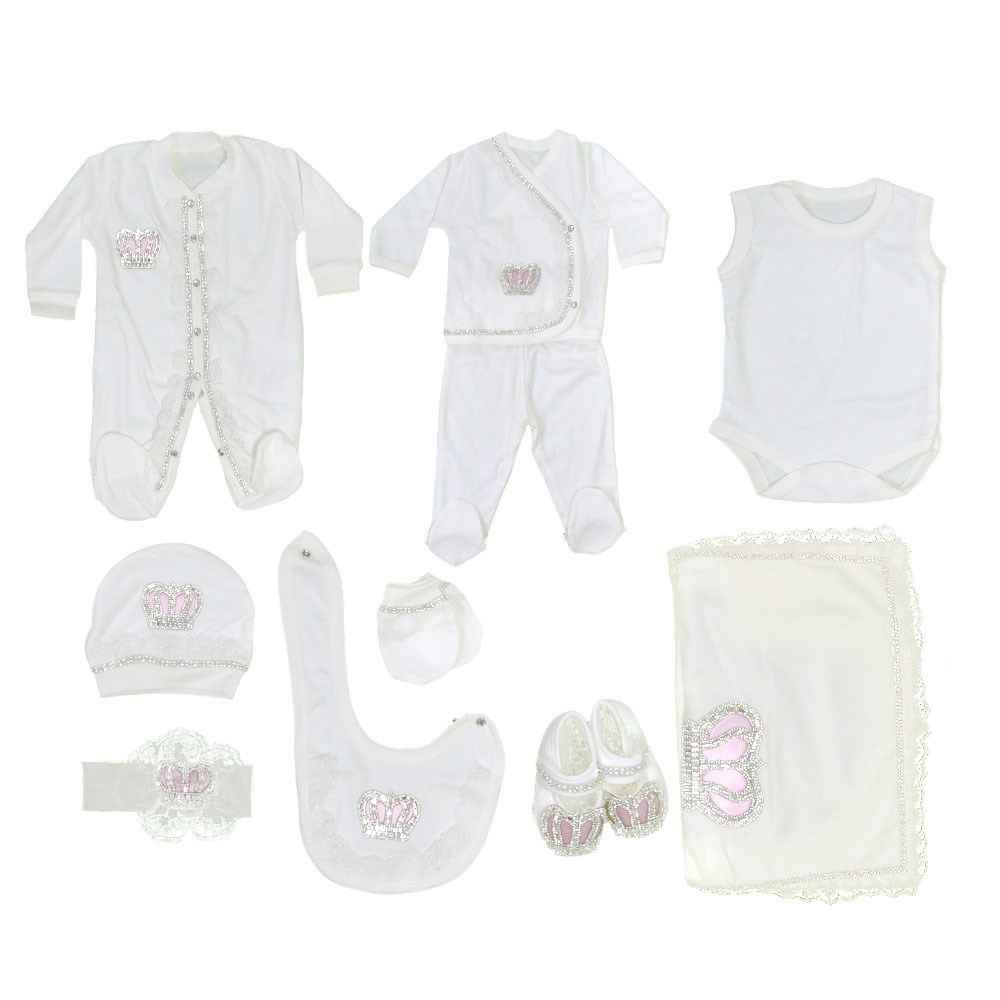Eda Baby Hastane Çıkışı 10'lu Set 0-3 Ay 1055 Ekru-Pembe
