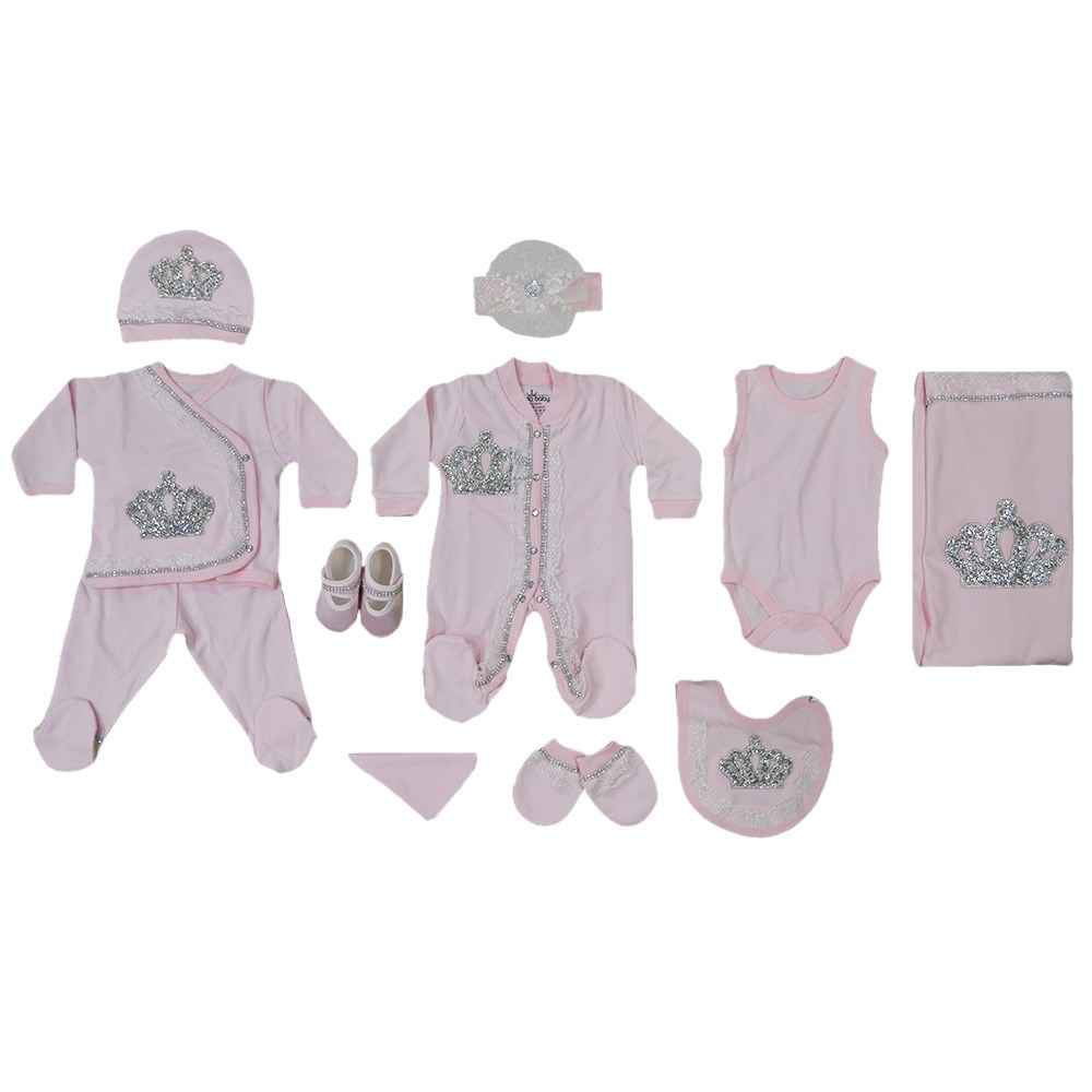 Eda Baby Hastane Çıkışı 10'lu Set 0-3 Ay 1055 Gri-Pembe