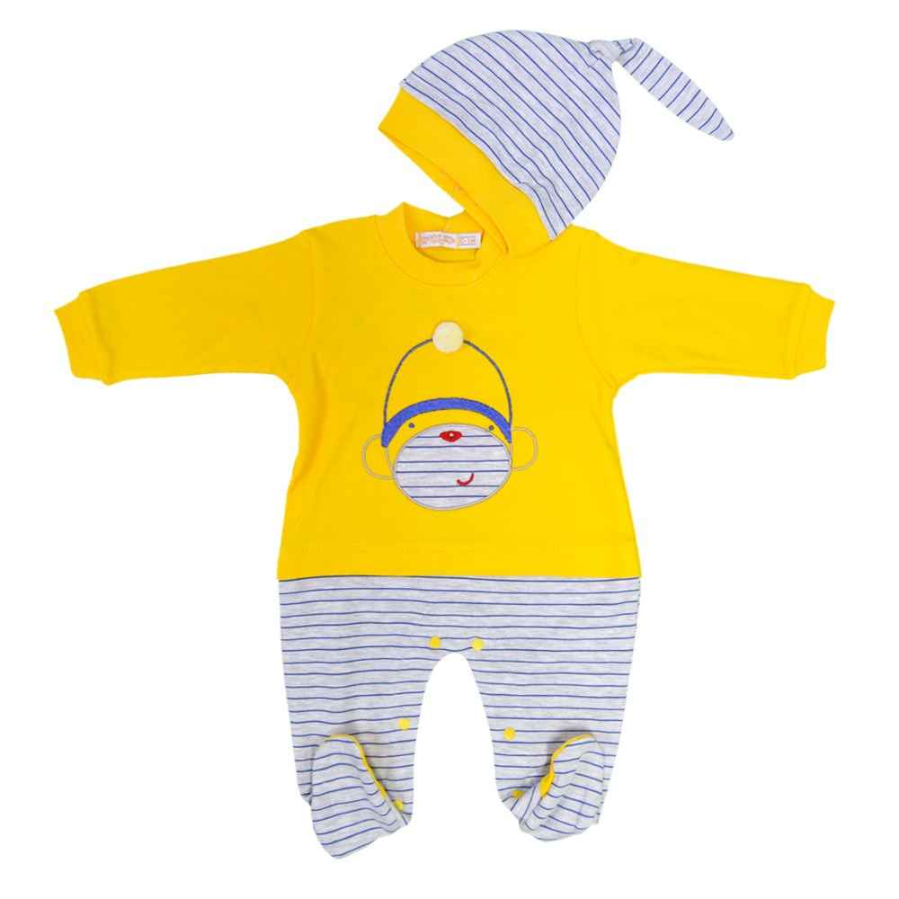 Ufaklık Şapkalı Bebek Tulumu 2418 Sarı