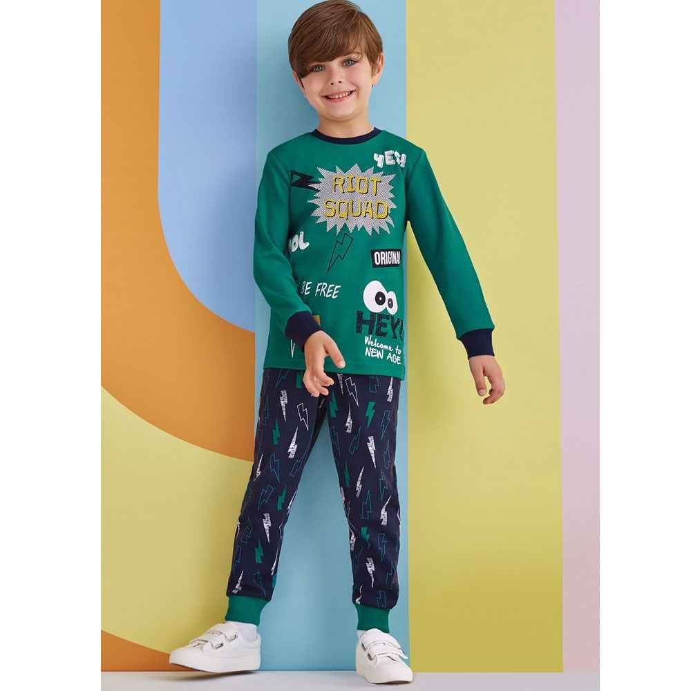 Roly Poly Erkek Çocuk Pijama Takımı RP1303-1 Yeşil