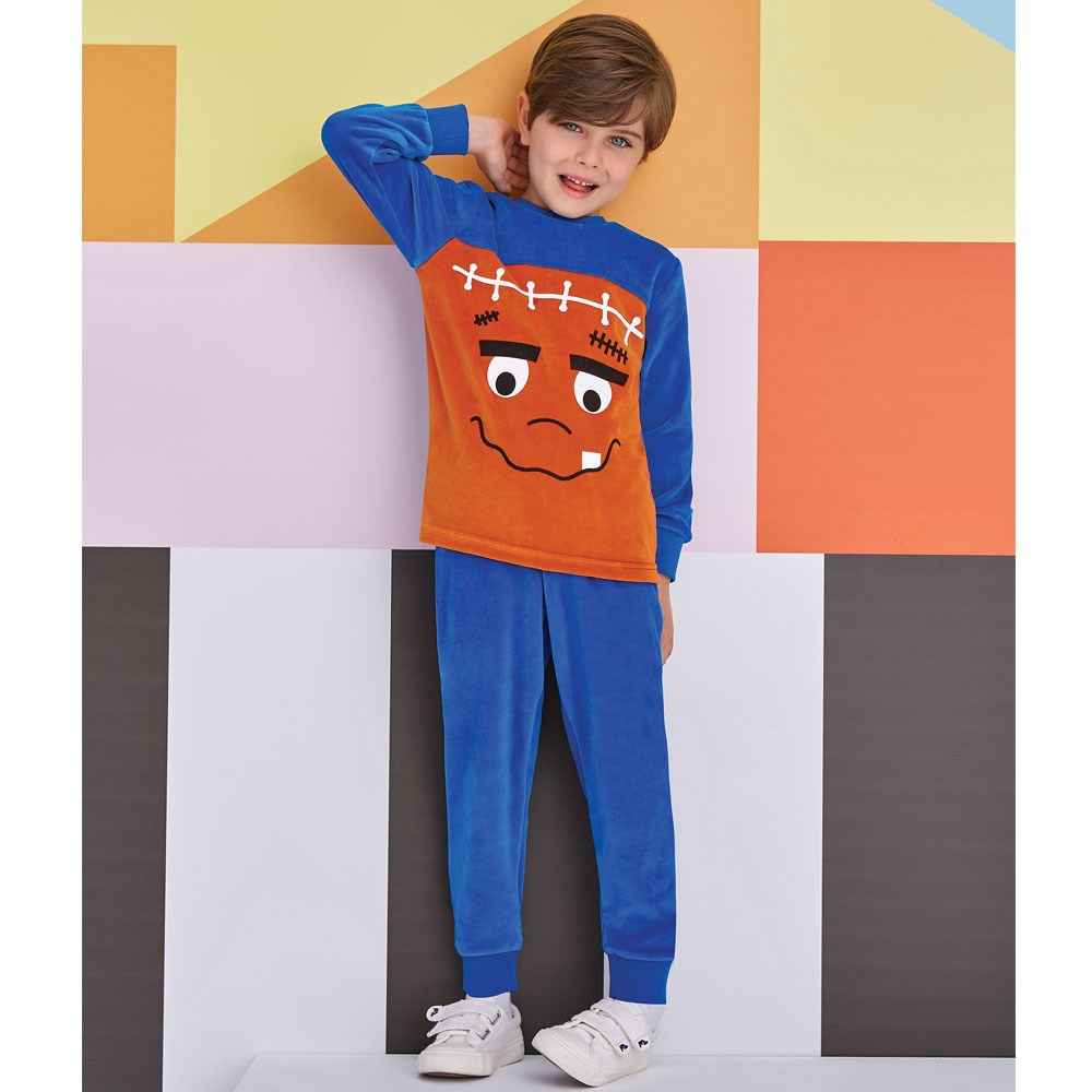Roly Poly Kadife Çocuk Pijama Takımı RP1330 Mavi