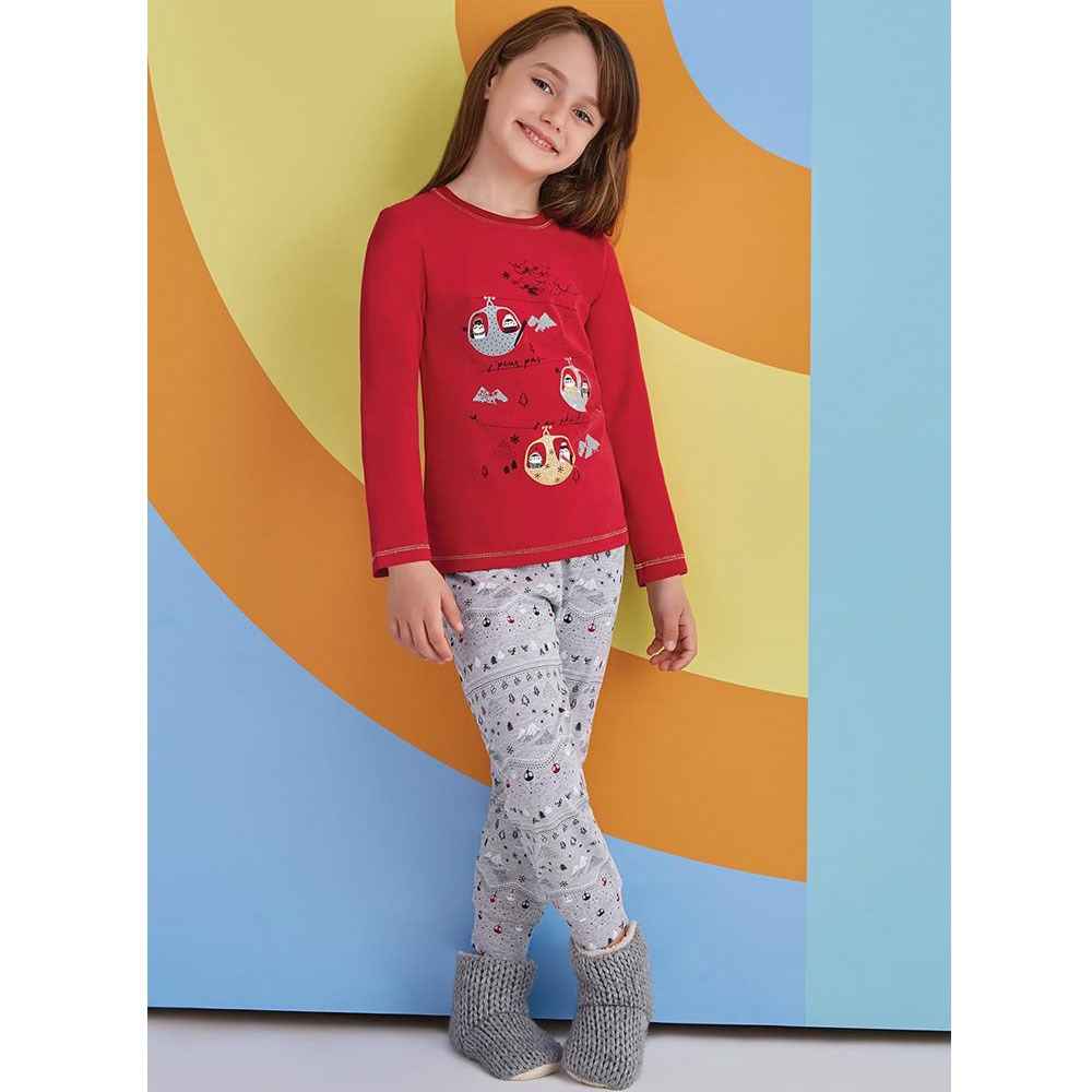 Roly Poly 3lü Çocuk Pijama Takımı RP1362 Kırmızı