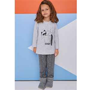 Roly Poly Çocuk Pijama Takımı RP1366 Açık Gri