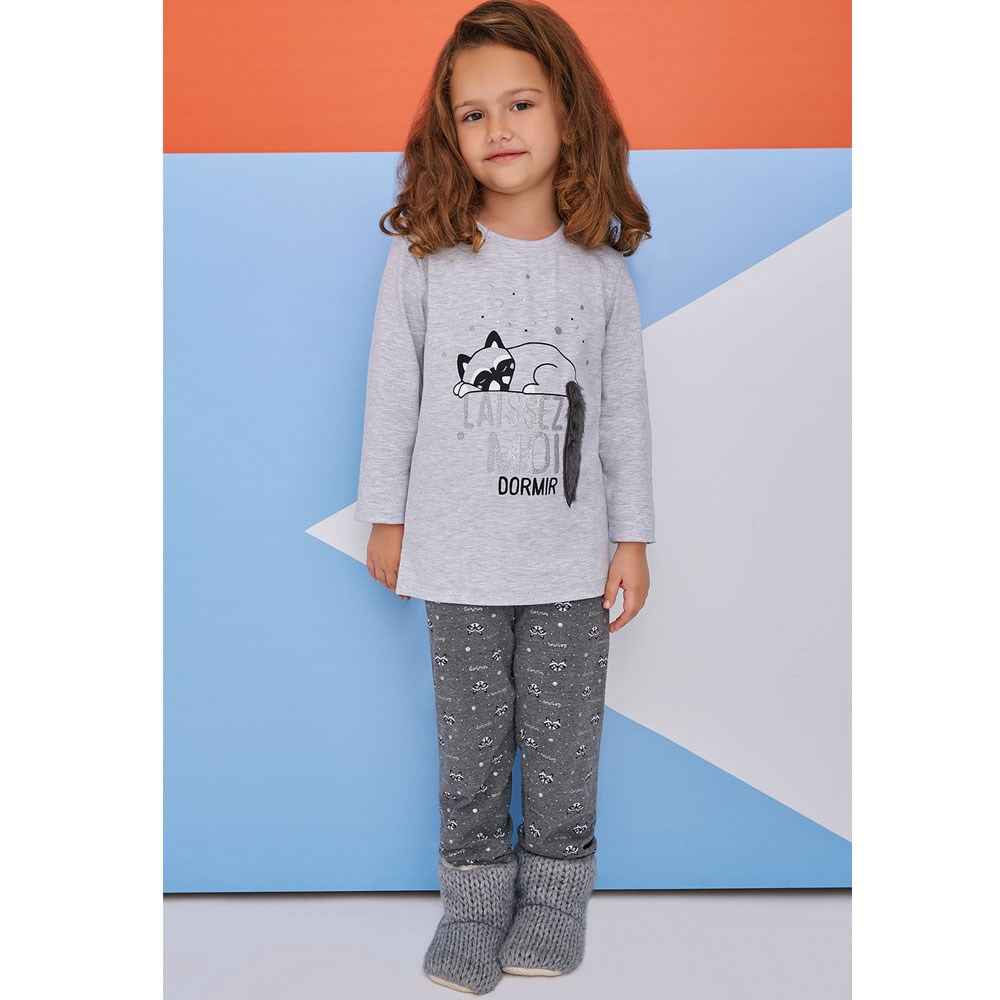 Roly Poly Çocuk Pijama Takımı RP1366 Açık Gri
