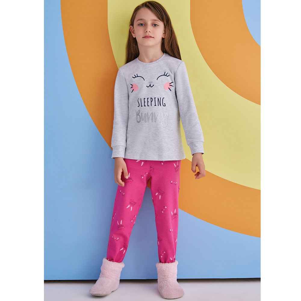 Roly Poly Çocuk Pijama Takımı RP1378 Açık Gri