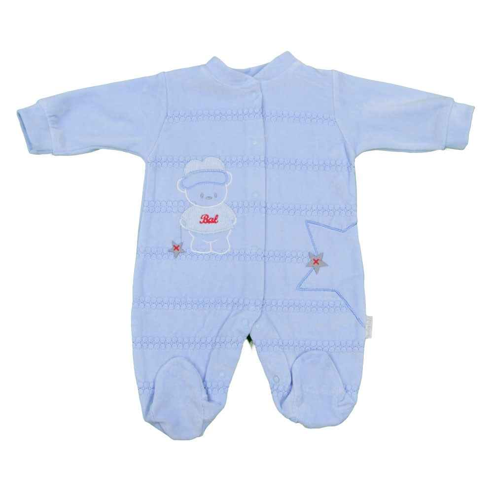 Babybal Kadife Bebek Tulumu 2028 Mavi