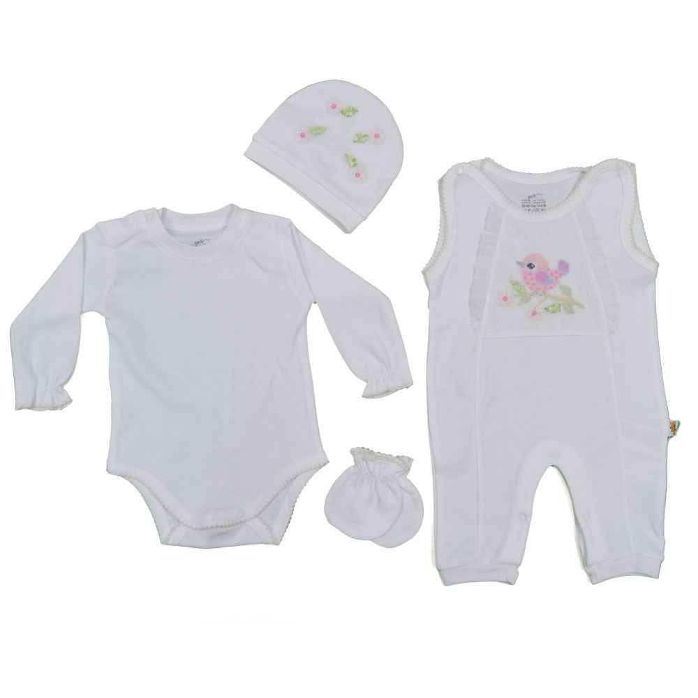 Mini Damla 4lü Patiksiz Bebek Tulumu 44029 Krem