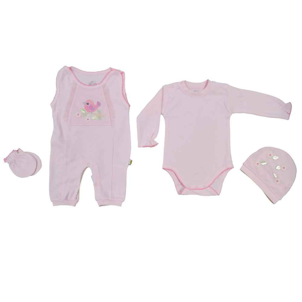 Mini Damla 4lü Patiksiz Bebek Tulumu 44029 Pembe