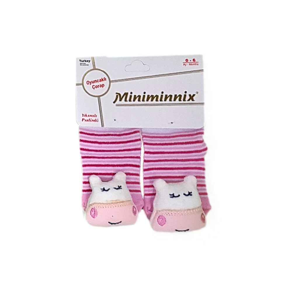 Miniminnix Figürlü Bebek Çorabı 112 Fuşya