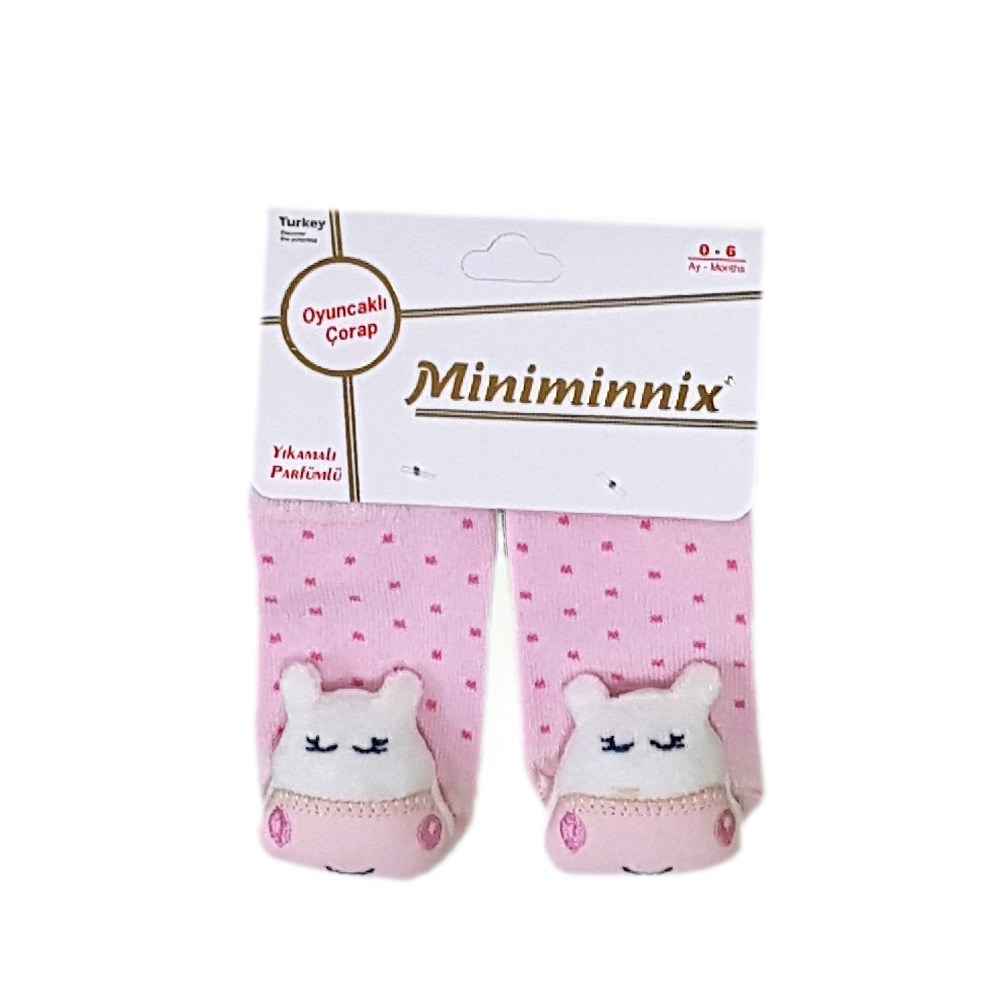 Miniminnix Figürlü Bebek Çorabı 112 Pembe