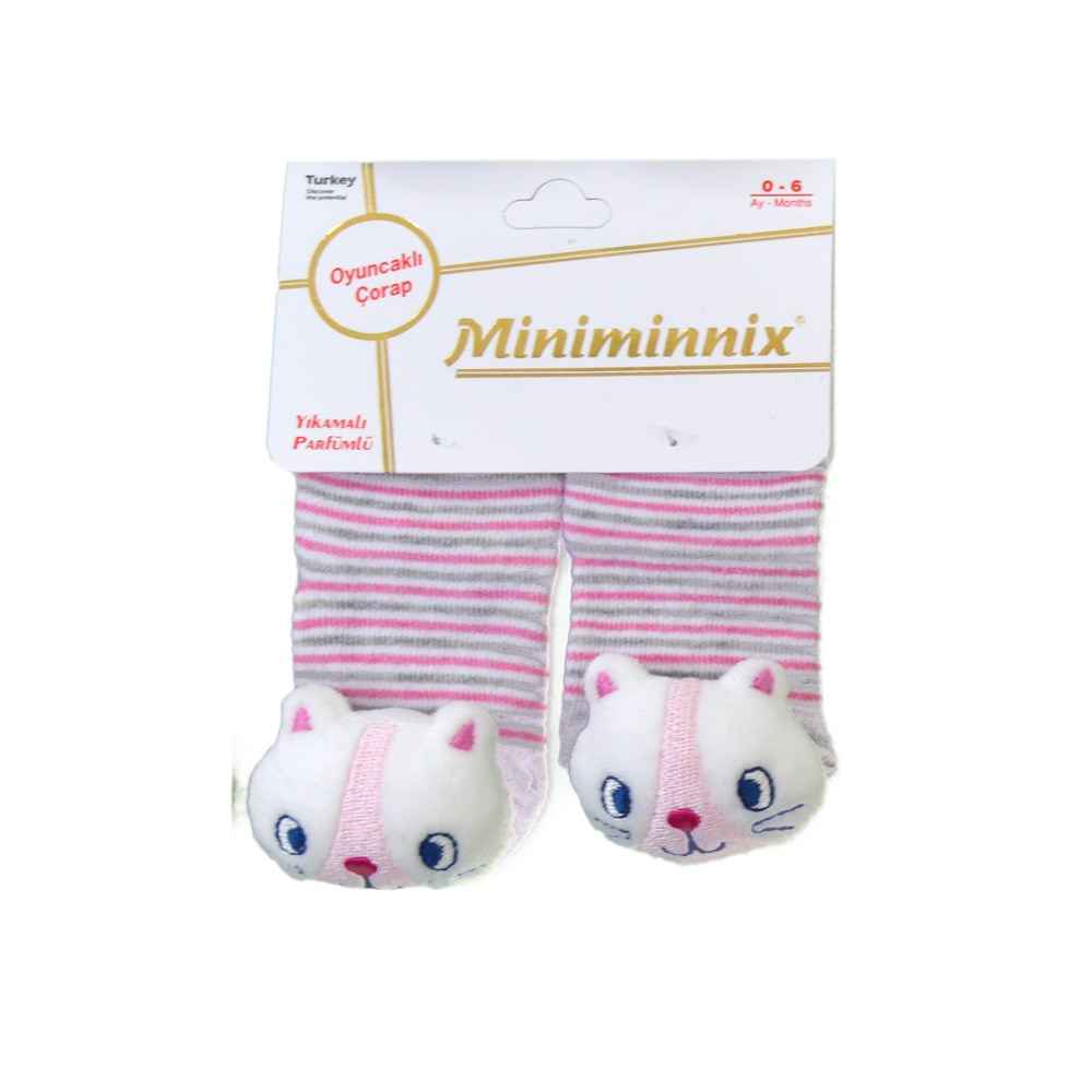 Miniminnix Figürlü Bebek Çorabı 112 Gri