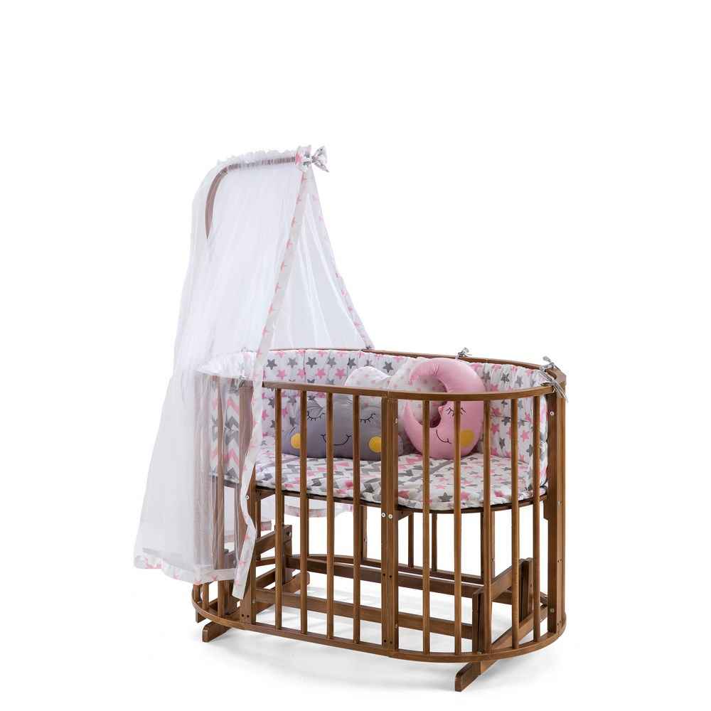 Bambidoo Play Beşik Elips 70x120cm Ceviz Pembe
