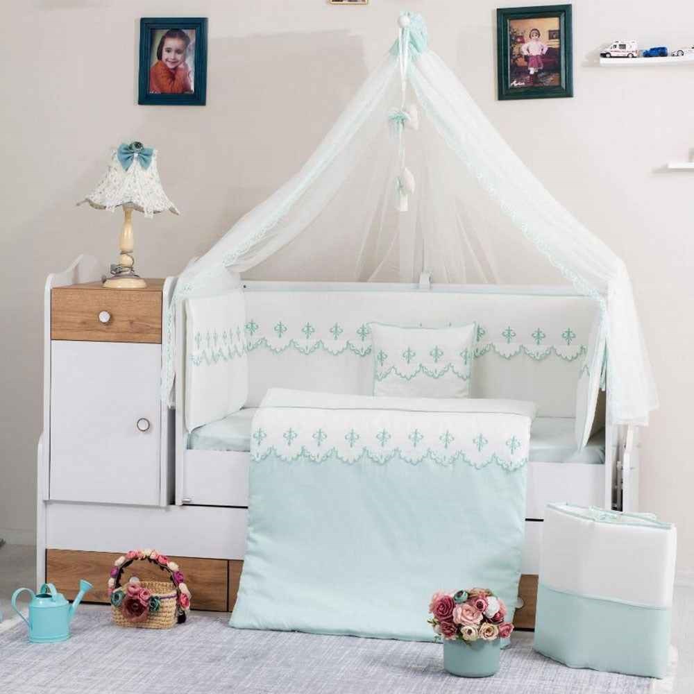 Mini Baby Çapa Bebek Uyku Seti 10 Parça 80x130 cm Yeşil
