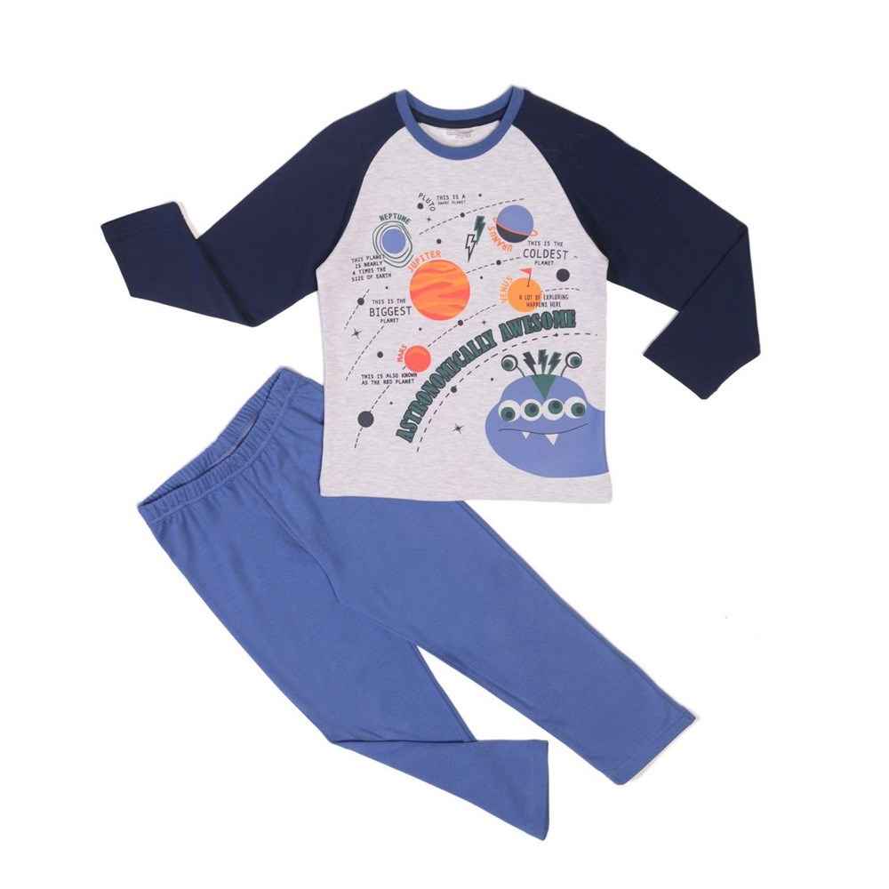 Roly Poly Erkek Çocuk Pijama Takımı RP1304-05 Açık Gri