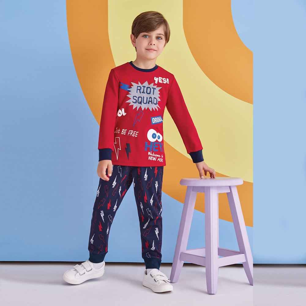 Roly Poly Erkek Çocuk Pijama Takımı RP1303-5 Kırmızı