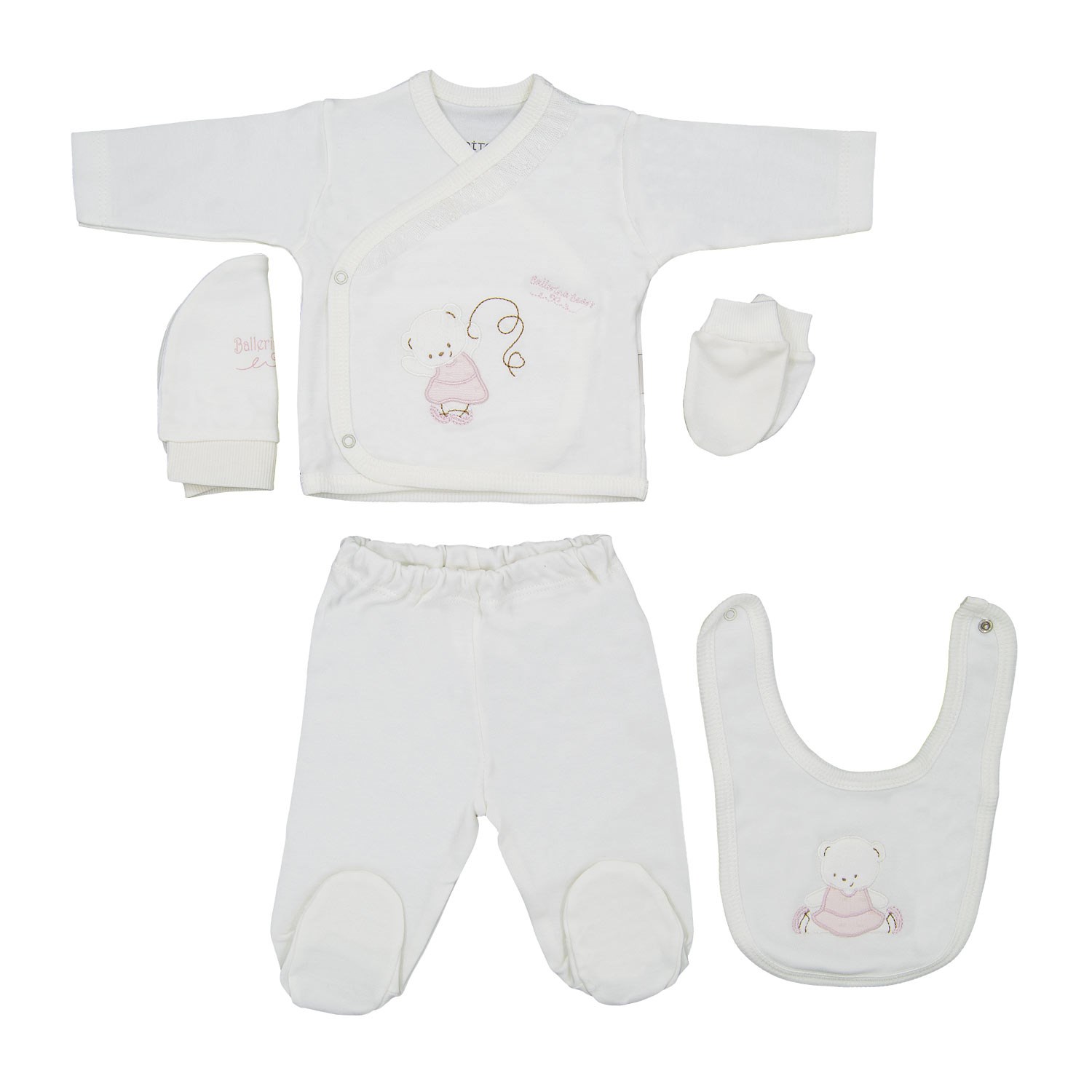 Bebitof Hastane Çıkışı 5li Set 922 Krem-Pembe