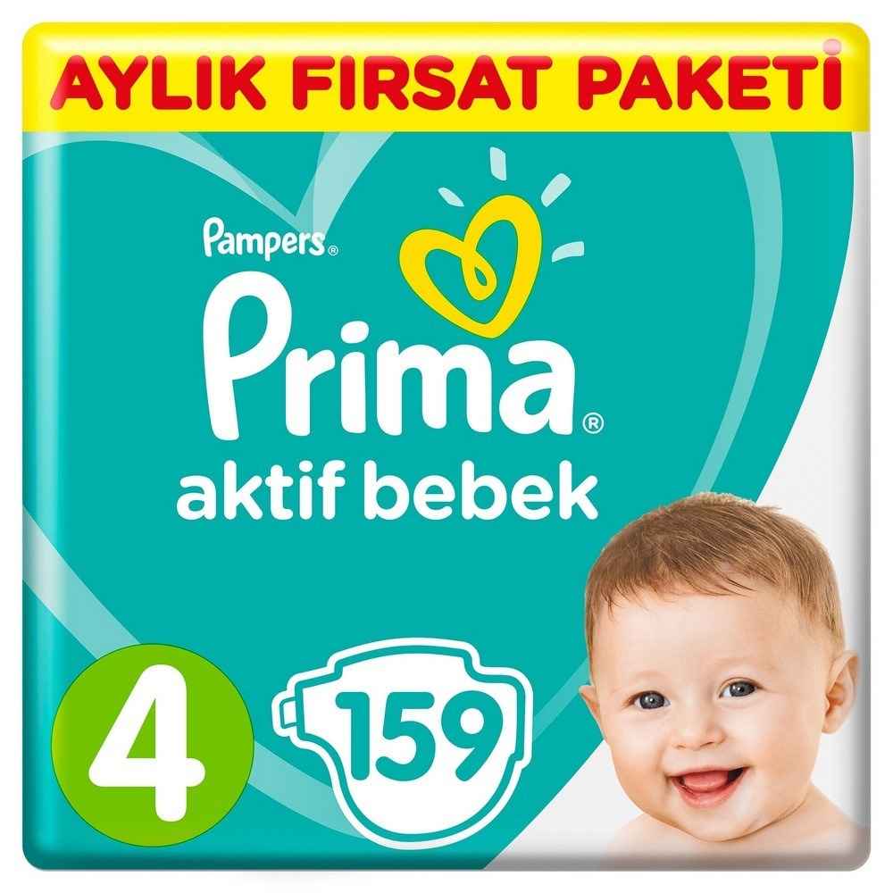 Prima Bebek Bezi Aktif Bebek 4 Beden Maxi Aylık Fırsat Paketi 
