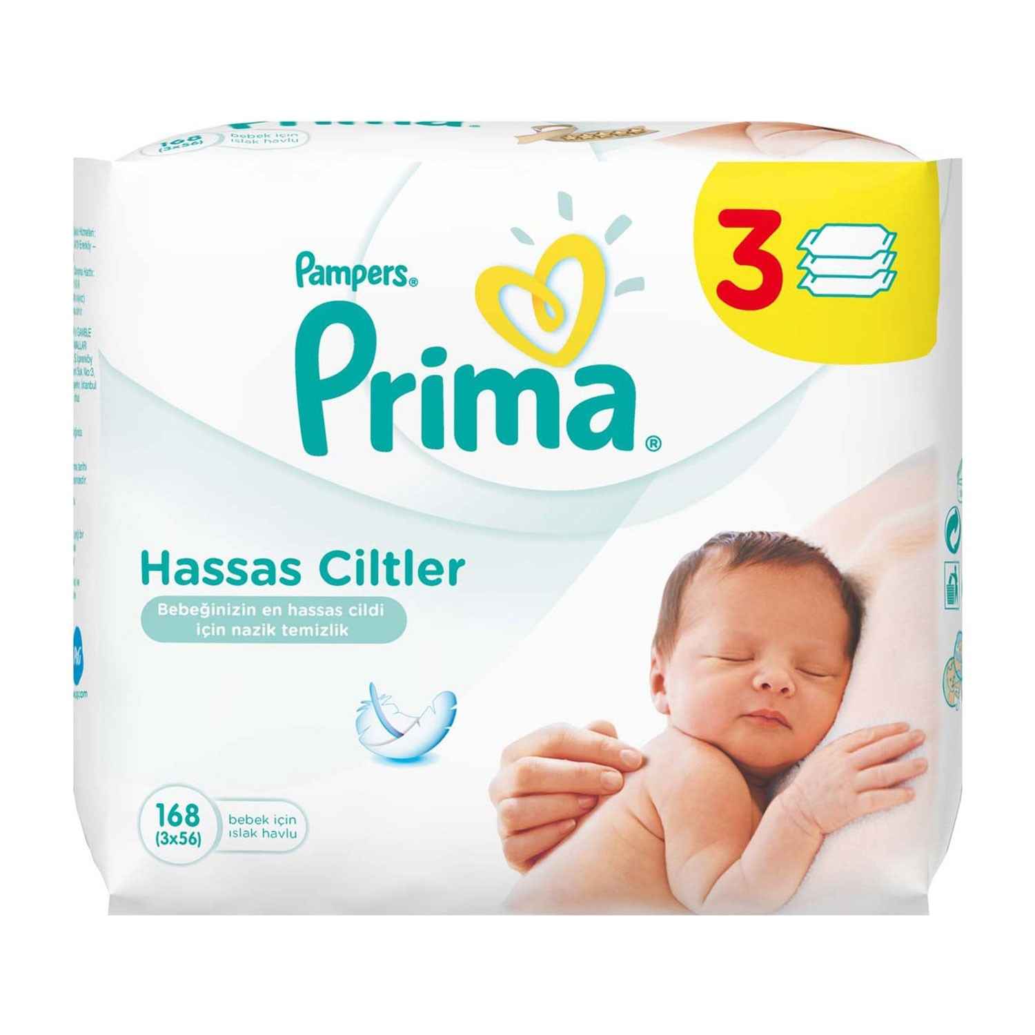 Prima Islak Havlu Hassas Ciltler 3lü Fırsat Paket 168li 