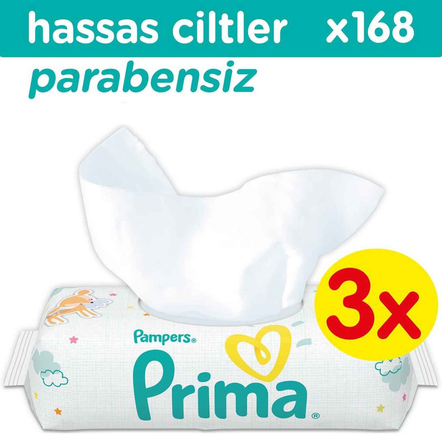 Prima Islak Havlu Hassas Ciltler 3lü Fırsat Paket 168li 