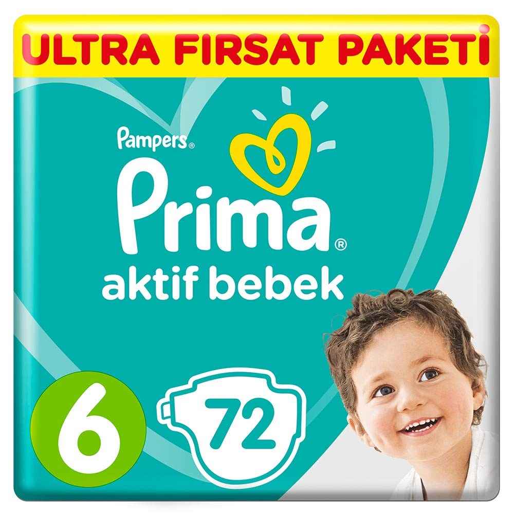 Prima Bebek Bezi Aktif Large Ultra Fırsat Paketi 6 Beden 72 Adet 