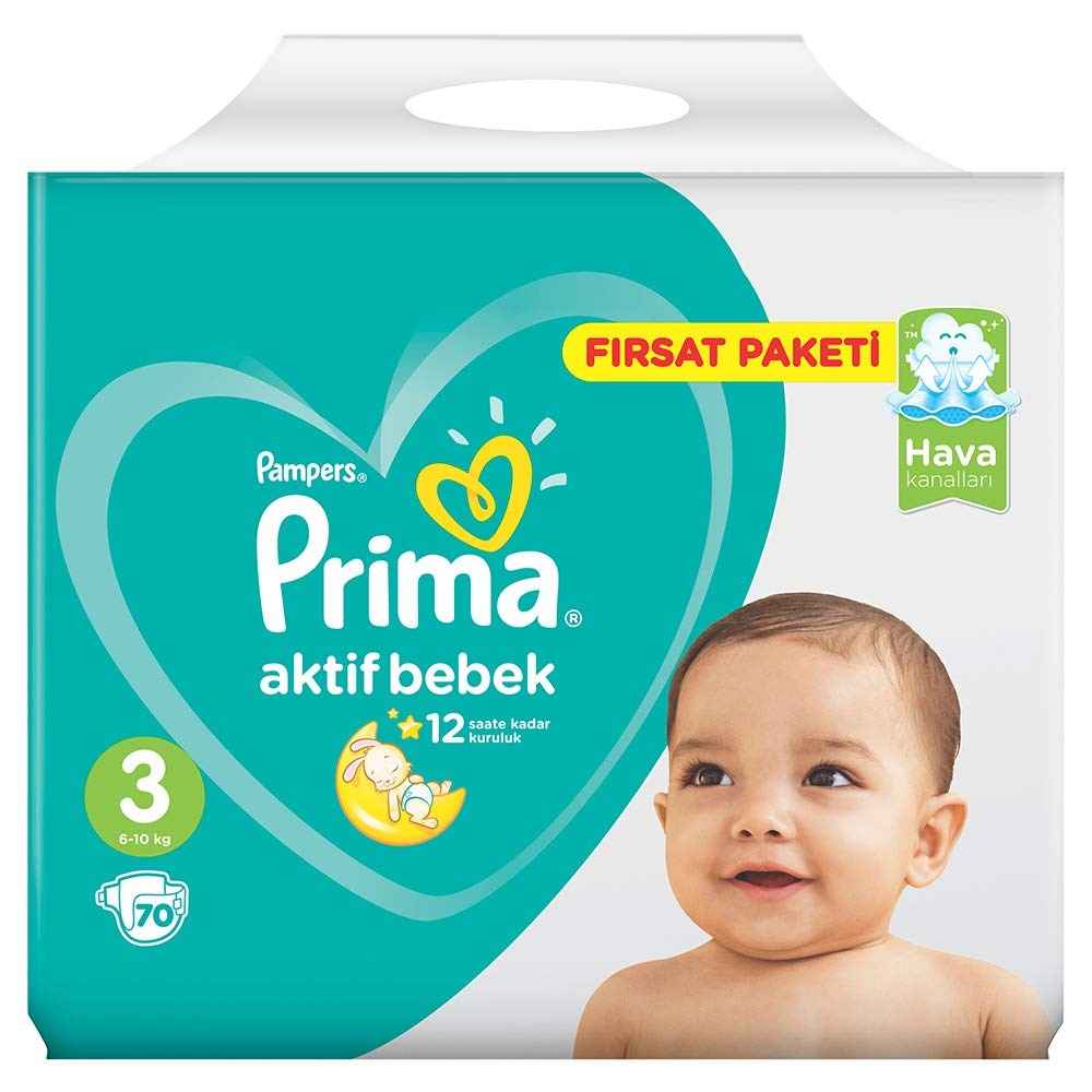Prima Bebek Bezi Aktif Bebek Midi Fırsat Paketi 3 Beden 70 Adet 
