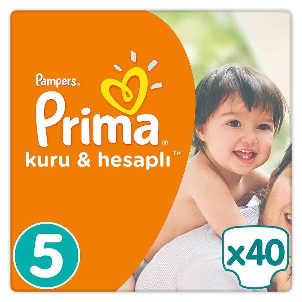 Prima Bebek Bezi Kuru ve Hesaplı 5 Beden Junior MegaPaket 40 Adet 