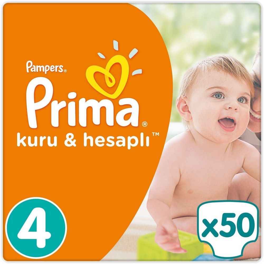 Prima Bebek Bezi Kuru ve Hesaplı 4 Beden Maxi Mega Paket 50 Adet 