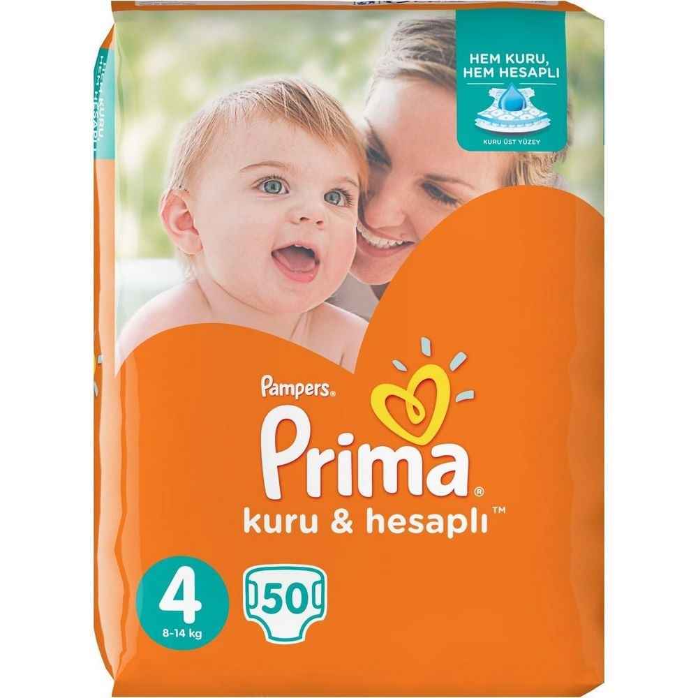 Prima Bebek Bezi Kuru ve Hesaplı 4 Beden Maxi Mega Paket 50 Adet 
