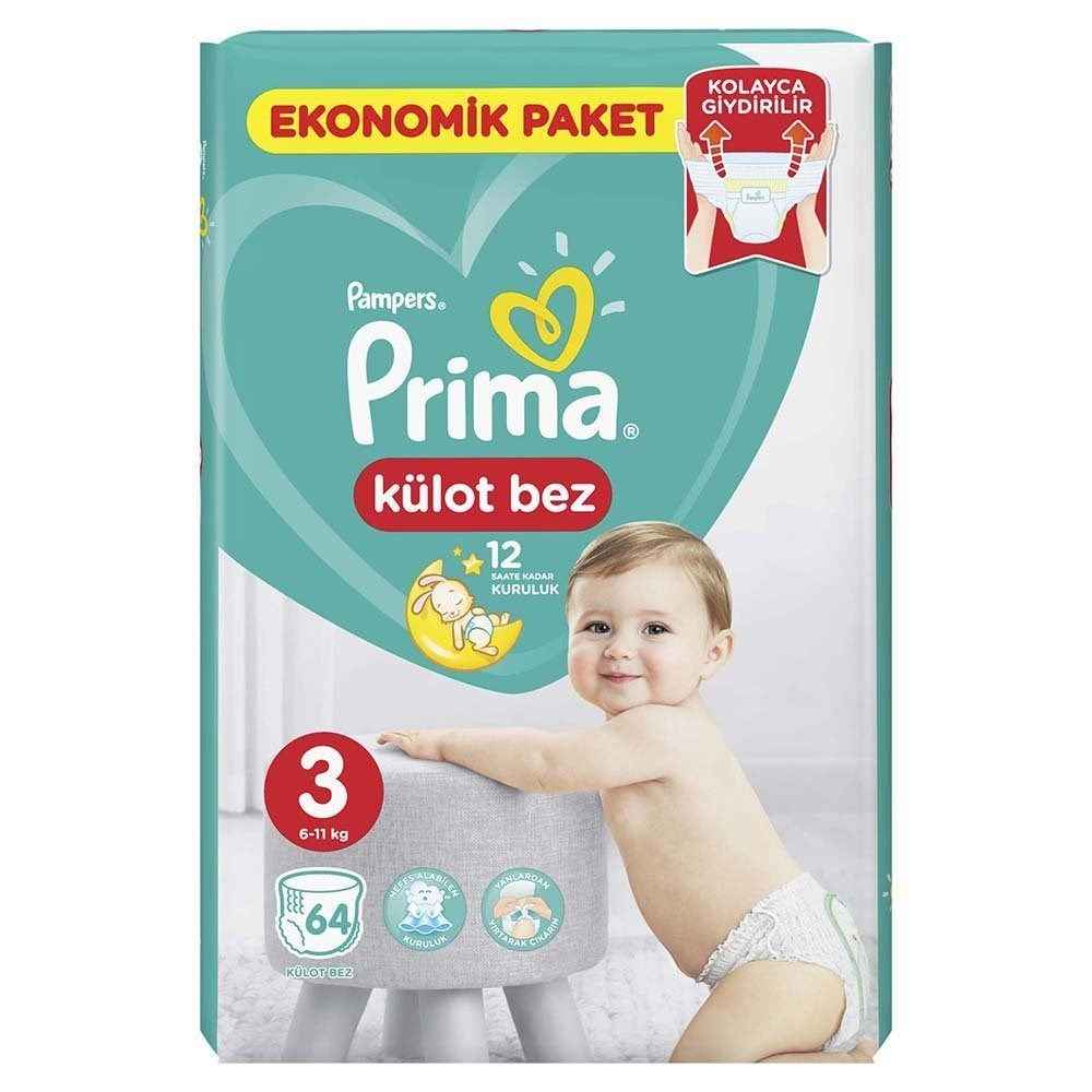 Prima Külot Bebek Bezi 3 Beden Midi Ekonomik Paket 64 Adet 