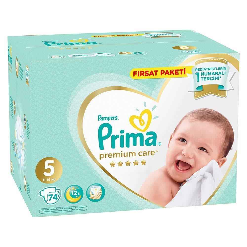 Prima Bebek Bezi Premium Care 5 Beden Junior Fırsat Paket 74 Adet 