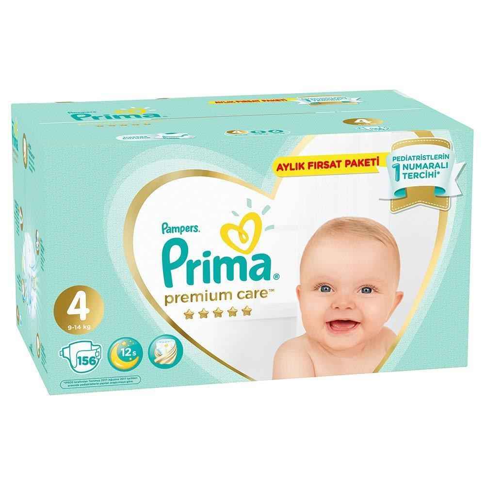 Prima Bebek Bezi Premium Care 4 Beden Maxi Aylık Paket 156 Adet 