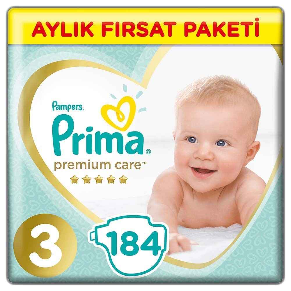 Prima Bebek Bezi Premium Care 3 Beden Midi Paket 184 Adet 