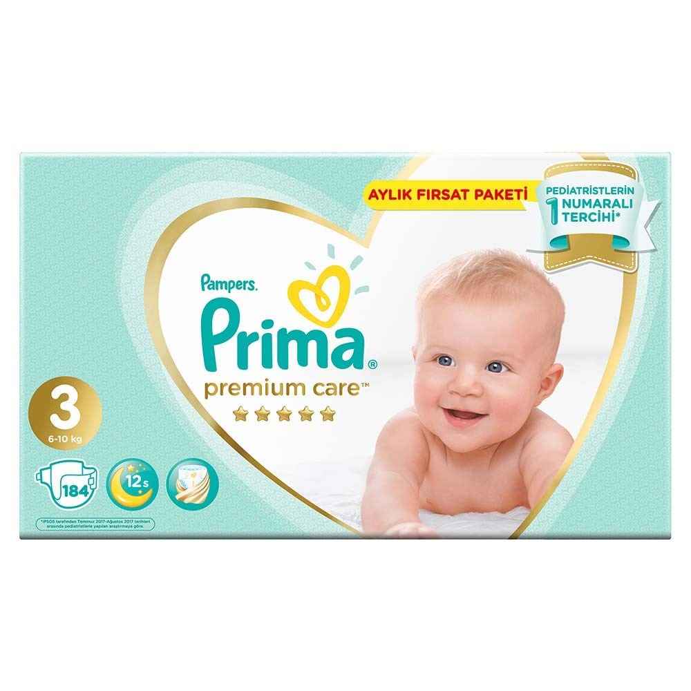 Prima Bebek Bezi Premium Care 3 Beden Midi Paket 184 Adet 