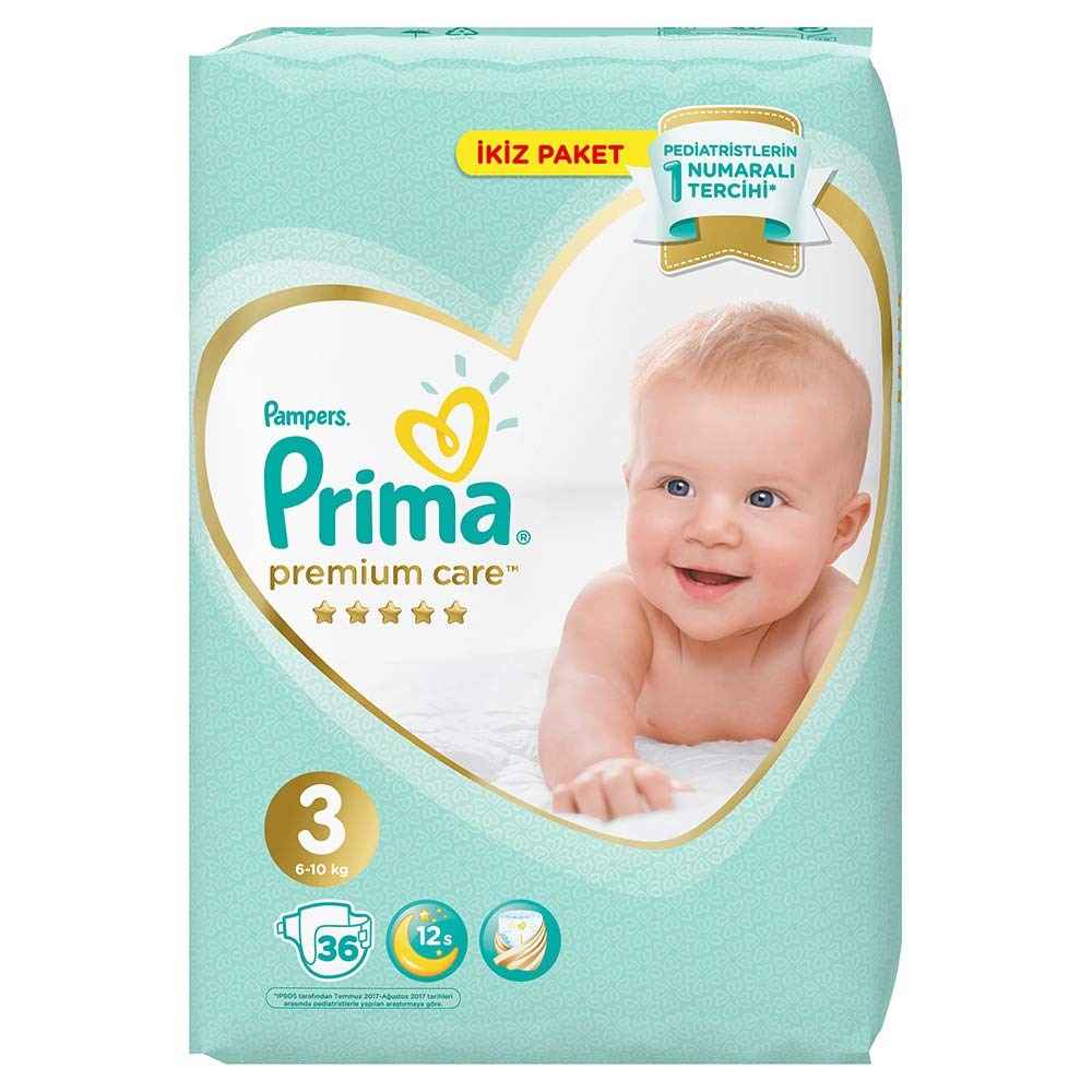 Prima Bebek Bezi Premium Care 3 Beden Midi Ekonomi Paketi 36 Adet 