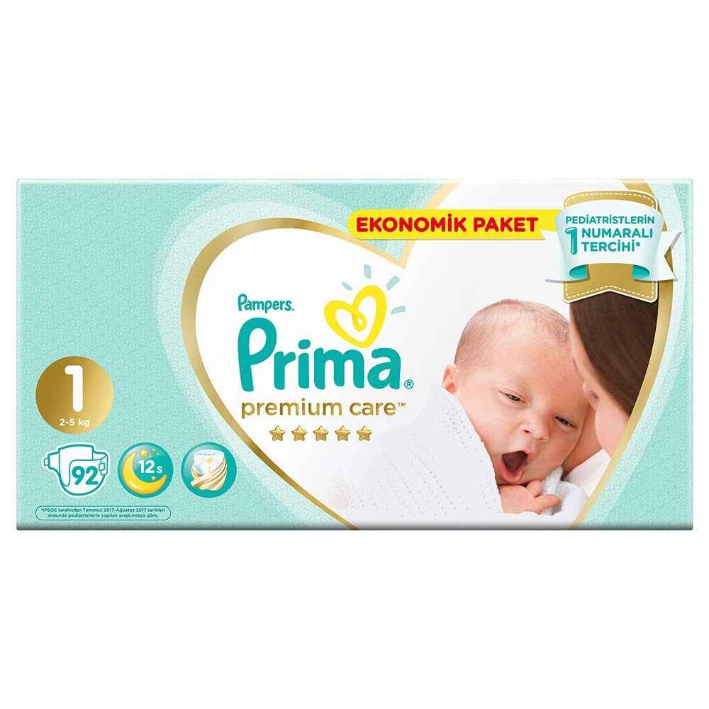 Prima Bebek Bezi Premium Care 1 Beden Yenidoğan Jumbo Paket 92'li 