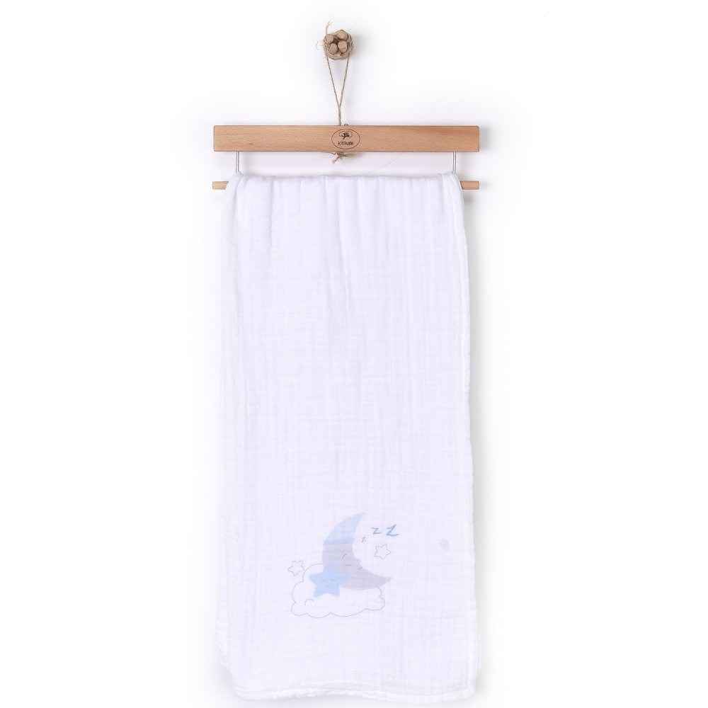 Kitikate Double Cotton Müslin Battaniye S51216 Ekru-Mavi