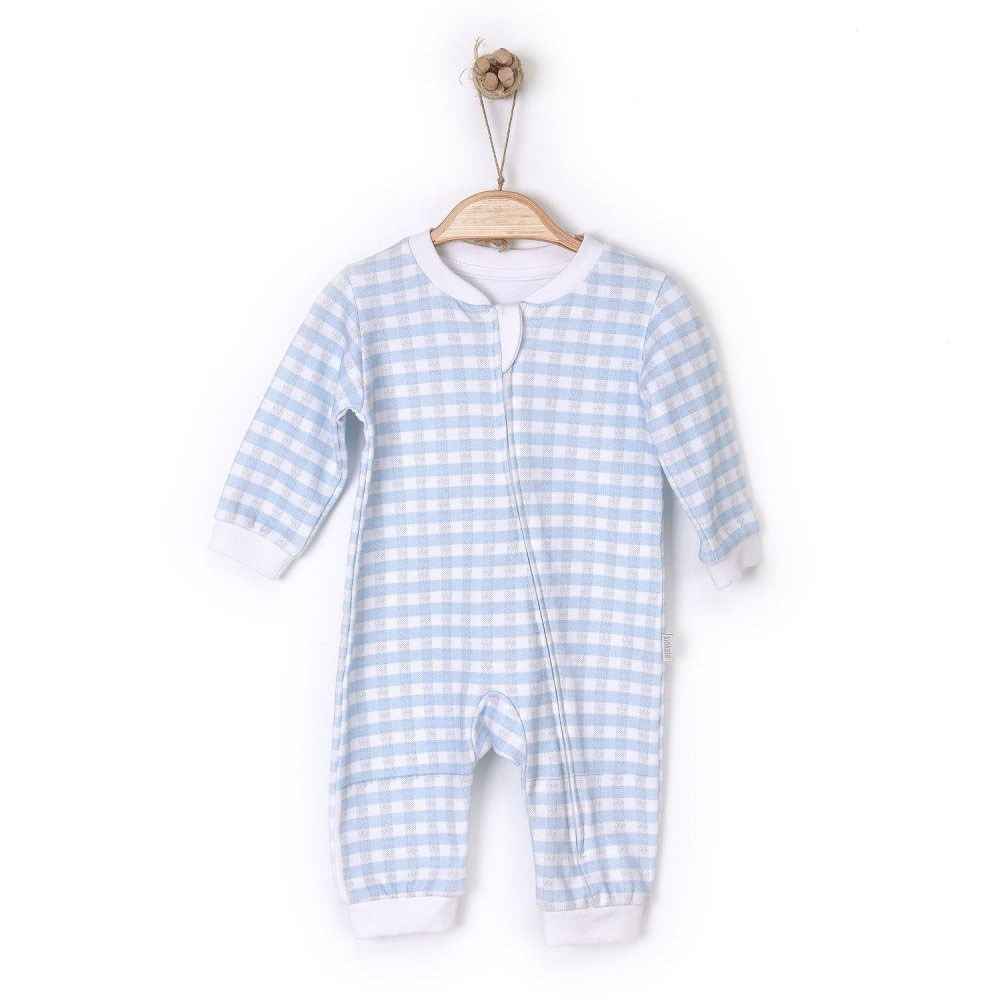 Kitikate Smart Plaid Fermuarlı Tulum S58536  Mavi
